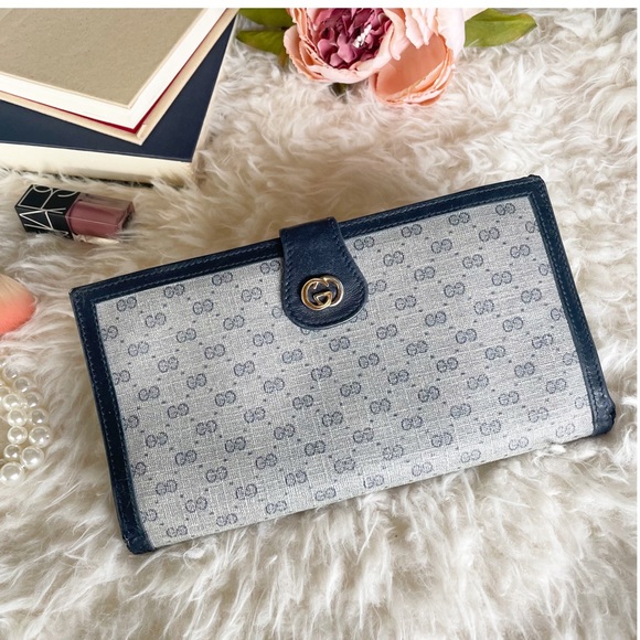 Vintage Gucci Vintage Monogram Navy Wallet - Picture 4 of 15
